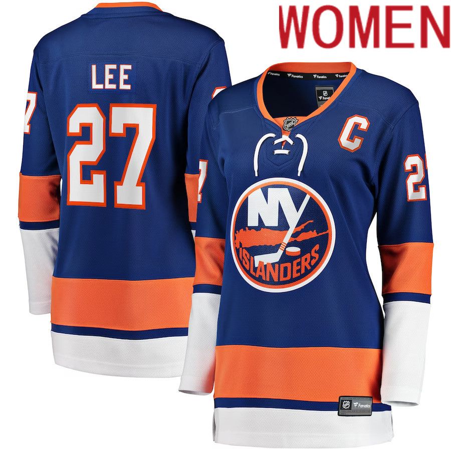 Women New York Islanders #27 Anders Lee Fanatics Branded Royal Home Captain Patch Breakaway Player NHL Jersey